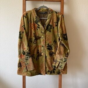 Little Journey Chicago velveteen, vintage Floral Green Jacket